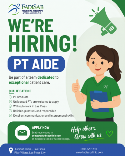 💚 We're Hiring: PT Aide (Las Piñas Branch) 🌟